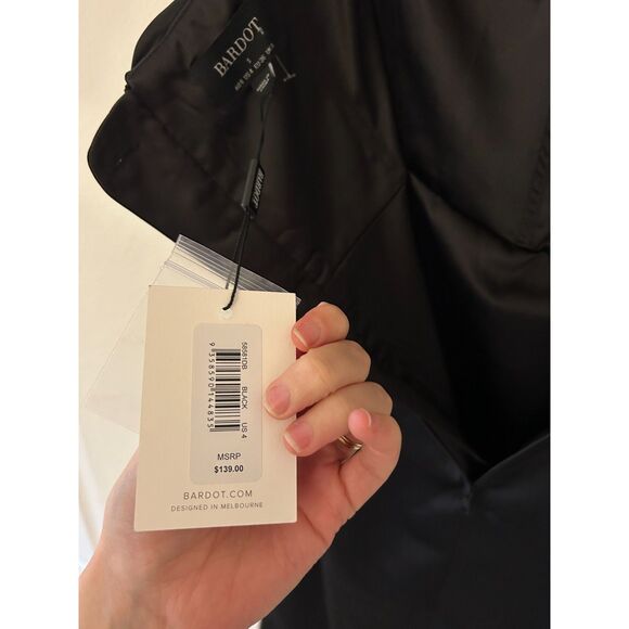 NWT Bardot veda draped satin midi black dress Women's Size S US 4 - Picture 12 of 14